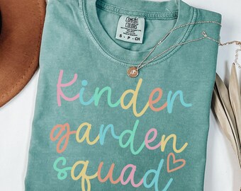 Comfort Colors Kindergarten Teacher Shirt, Kindergarten TShirt, Elementary School, Back To School, First Day Of Kindergarten, Teacher Team