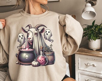 Funny Halloween goat sweatshirt, Halloween goat lover, Goat Potion sweatshirt, farm Halloween sweater, spooky goat sweater,Fall animal lover