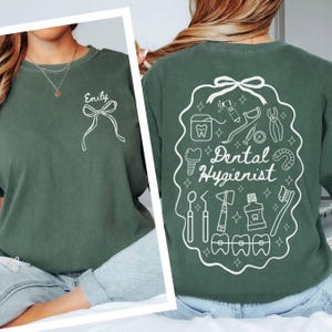 Custom Dentist Bow Stamp Comfort colors Shirt, Personalized Dental, Christmas Gift For Dentist, Dental Assistant,Dental Hygienist,Technician