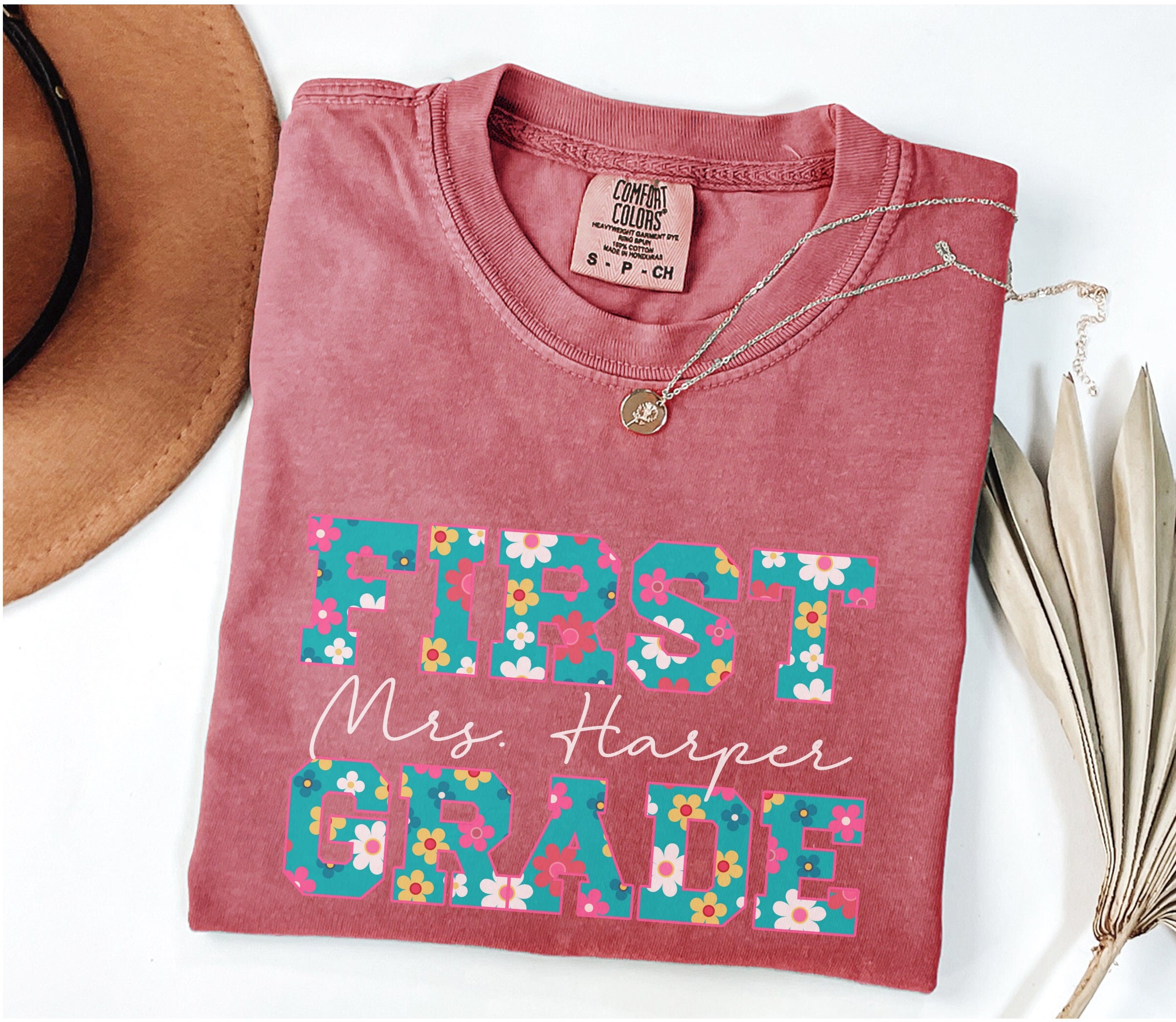 Custom Floral First Grade Teacher Shirt, 1st Grade Teacher Gift ...