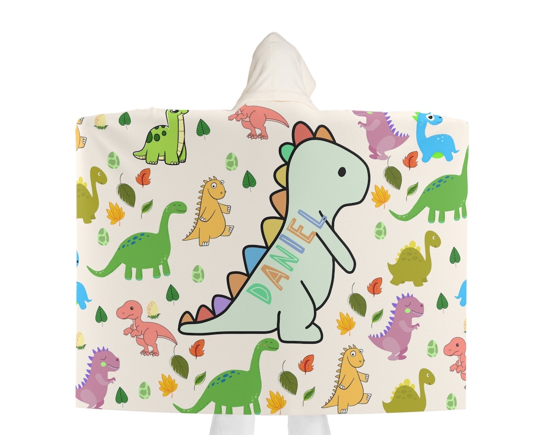 Dinosaur Hooded Blanket, Personalized Dinosaur Hooded Blanket, Cozy