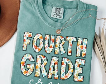 Comfort Colors Fourth Grade Teacher Shirt, Fourth Grade Shirt Custom Fourth Grade Tshirt 4th Grade Team Personalized Teacher 4th Grade Shirt