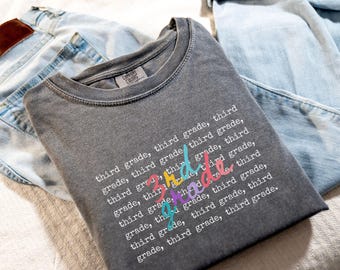 Comfort Colors Third Grade Teacher Shirt, Third Grade Shirt Custom Third Grade Tshirt 3rd Grade Team Personalized Teacher 3rd Grade Shirt