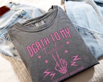 Custom Pink 30th Birthday Shirt, Death To My Twenties Comfort Colors Tee, Death to my Youth, Dirty Thirty T-Shirt, 30th Birthday Party Gift