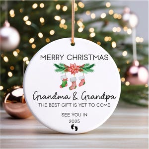 Custom Promoted to Grandparents Ornament, Christmas Ornament, Pregnancy Announcement, Reveal to Grandparents, New Baby Announcement Ornament