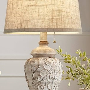 Distressed Tabletop Lamp with USB Port