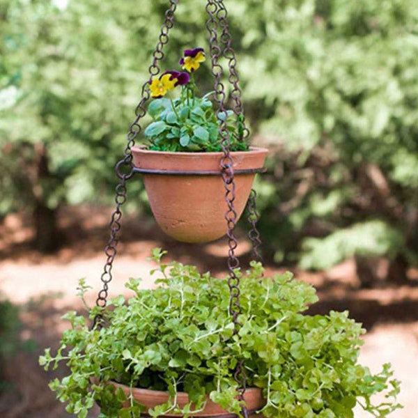 Two - Tier Hanging Terra Cotta Pot