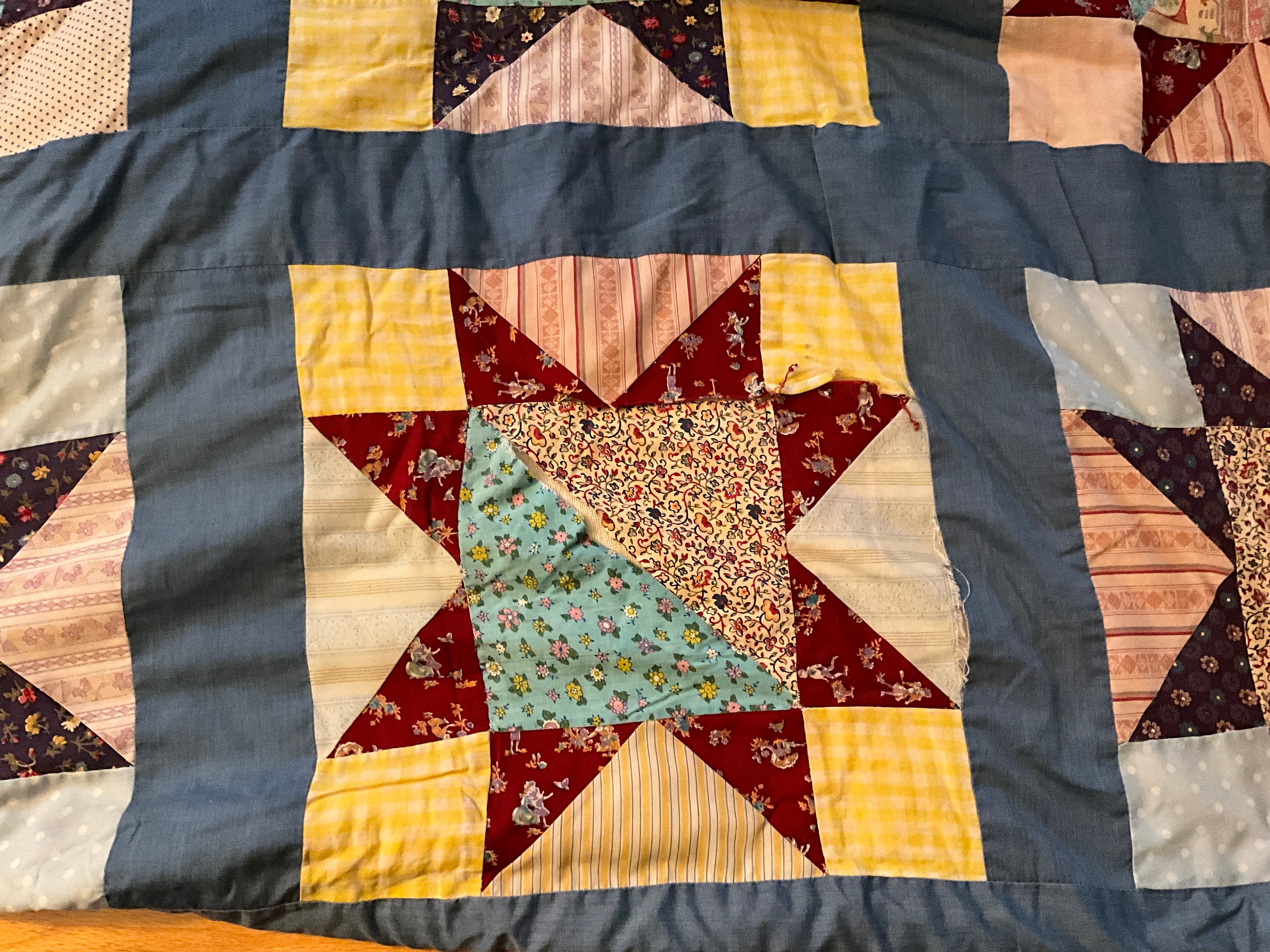 Vintage Completed Octagon Star Quilt Hand Made Tied - Etsy