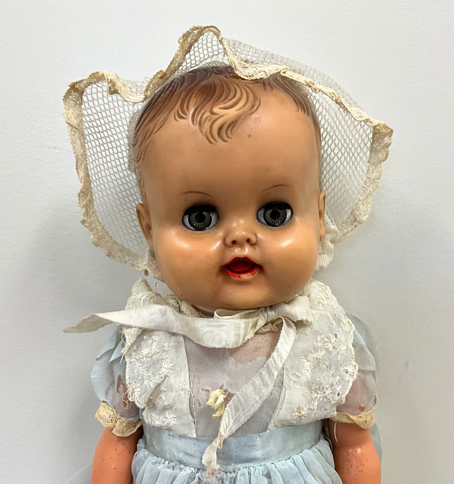 Small Vintage Soft Plastic/rubber Kleeware Sitting Baby Doll 1950s