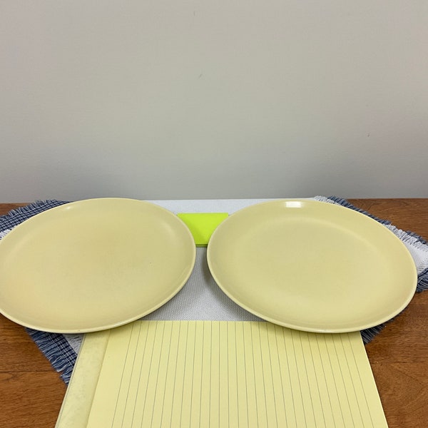 Russel Wright Iroquois Casual China Yellow Dinner Plate Lot of 2, Set #2. Size 10 1/8”