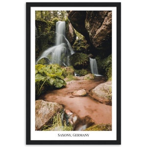 Saxony Waterfall, Germany - Poster with wooden frame