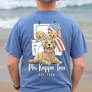 Phi Kappa Tau Fraternity Tshirt | Golden Retriever Cooler Phi Tau Fraternity Shirt | Soft Heavyweight Comfort Colors Fraternity Tshirt