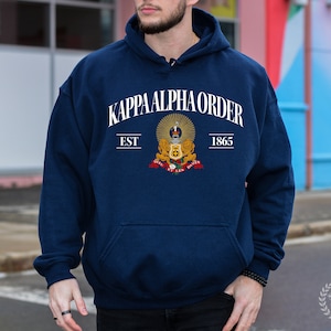 Kappa Alpha Order Fraternity College Comfy Soft Hooded Sweatshirt | Kappa Alpha Fraternity Gift Coat of Arms Crest Graphic Greek Life