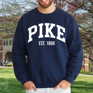 Pi Kappa Alpha Fraternity College Comfy Crewneck Sweatshirt | Pike White Varsity Lettering Fraternity Sweatshirt | Pike Sweatshirt