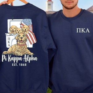 Pi Kappa Alpha Fraternity Crewneck Sweatshirt | Golden Retriever Cooler Pike Frat Sweatshirt | Comfy Fraternity Sweatshirt Gift