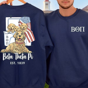 Beta Theta Pi Fraternity Crewneck Sweatshirt | Golden Retriever Cooler Beta Frat Sweatshirt | Comfy Fraternity Sweatshirt Gift