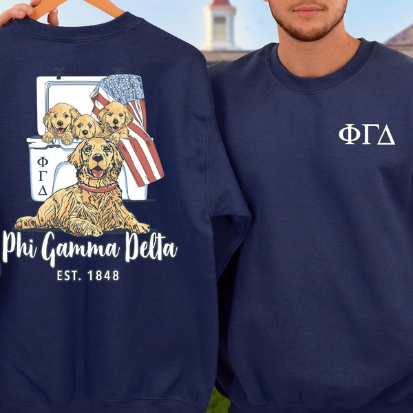 Sweat ras du cou Phi Gamma Delta Fraternité | Sweat-shirt Cooler FIJI Frat Golden Retriever | Cadeau de sweat-shirt de fraternité confortable