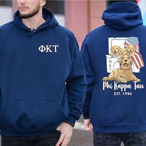 Phi Kappa Tau Fraternity Hoodie Sweatshirt | Golden Retriever Cooler Phi Tau Fraternity Hoodie | Soft Comfy Fraternity Sweatshirt Gift