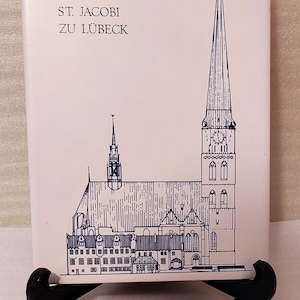 Vintage VILLEROY & BOCH Blue and White St Jacobi Zu Lübeck dekoracyjna płytka porcelanowa karta