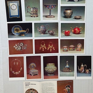 Set di 16 cartoline in smalto russo, Museo storico di Mosca Arte dello smalto, smalto artistico russo, 1982 URSS