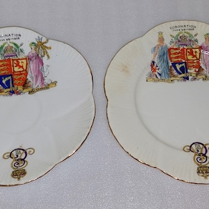 Antique 1902 Edward VII and Queen Alexandra Coronation Plates Set of 2