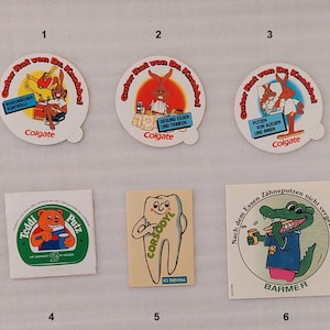 Sehr seltene Vintage Zahnpflege Aufkleber / Sehr seltene Zahnpflege-Aufkleber Colgate Teddi Putz Corsodyl Barmer
