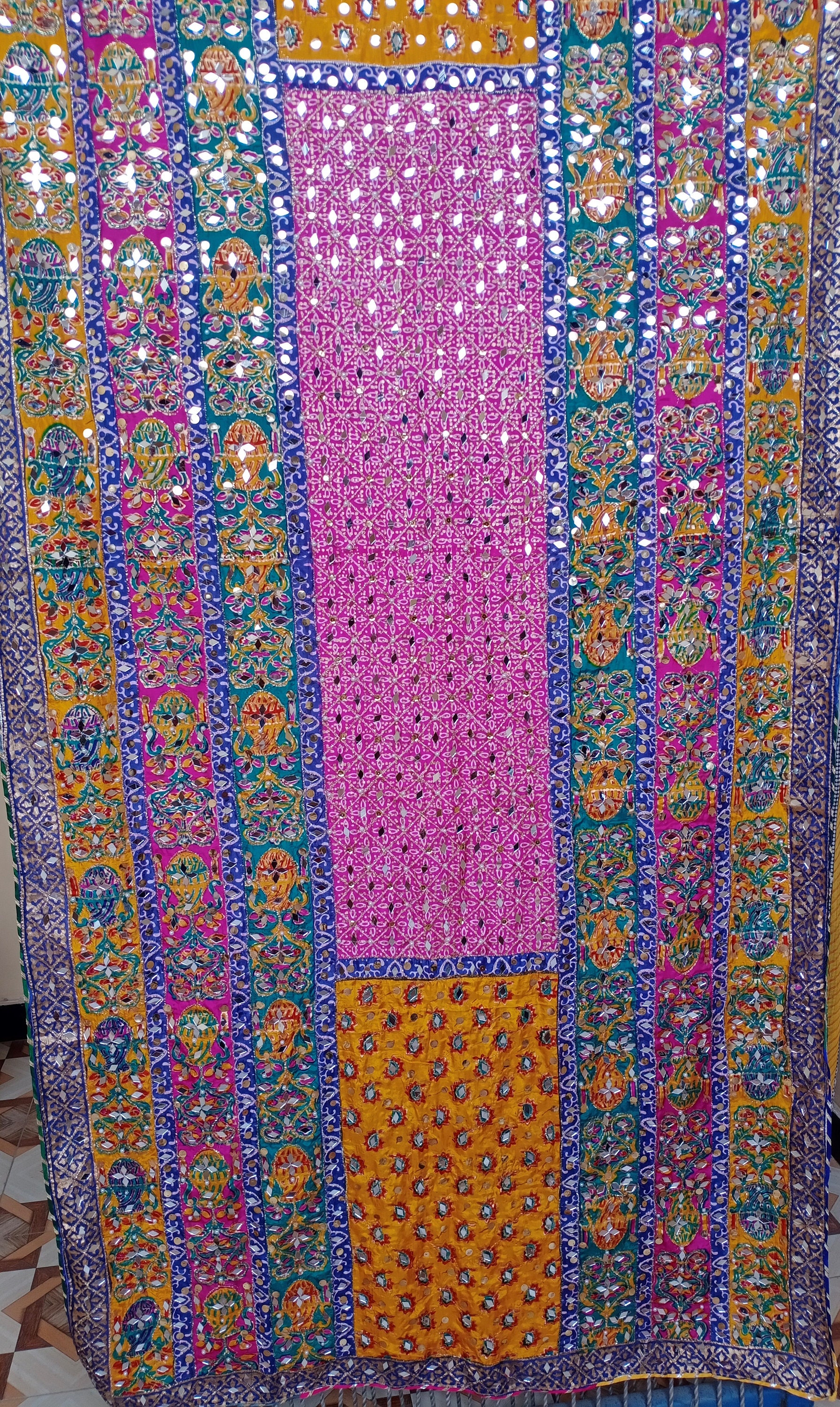 Indian Embroidered Fabric by the Yard Mauve Georgette Embroidery