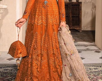 Pakistani ORGANZA 3piece Stiched Suit With SATIN SILK Trouser