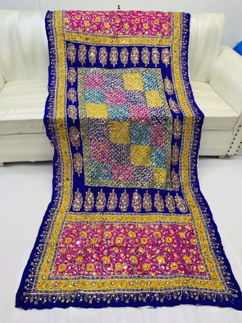 New Fancy Handmade Embroidery Mirror Work Dupattas zdjęcie 2