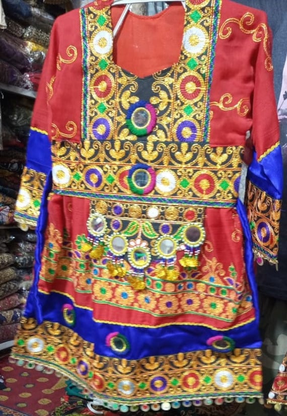 New Pakistani Handmade Traditional Little Girl Pathani Dress With