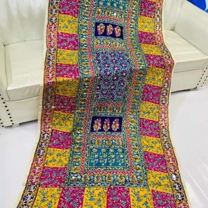 New Fancy Handmade Embroidery Mirror Work Dupattas zdjęcie 3