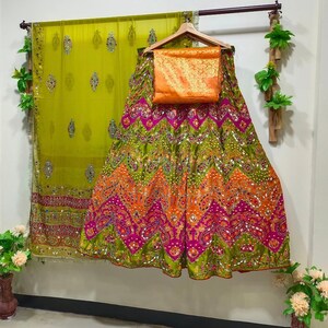 New Fancy Handmade  Collection Multi Lehnga Heavy 3pcs pkg Available Now party wear wedding heavy dressess in good price