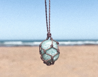 Makraméstenhållarehalsband, justerbar kristallhållarbur, makraménät för helande stenar, tom kristallpåse, boho smycken