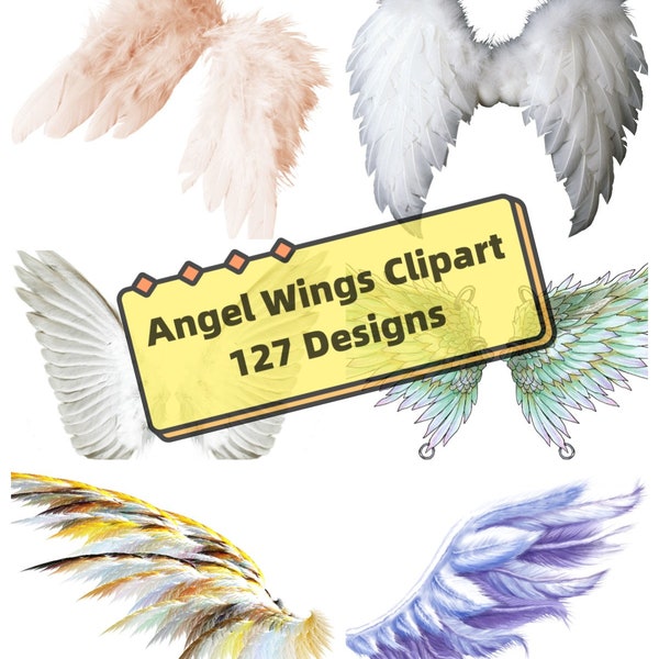127 Angel Wings Clipart, Feather wings PNG, White/Colourful Fairy heaven Wings, Realistic/Magical Wings, Cricut, Silhouette-Instant Download