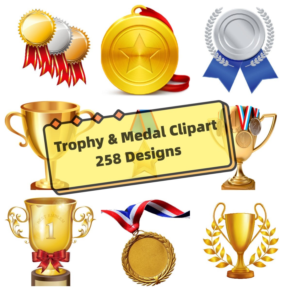 Medals, gold medal, silver medal, bronze medal, DXF, PNG, cutting files for  cricut, cameo, cnc, individual files, svg layered