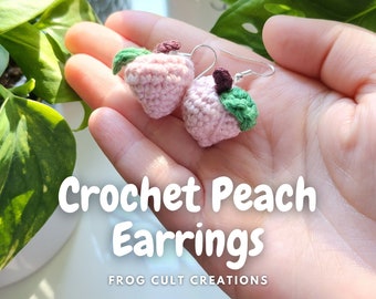 Handmade Crochet Peach Earrings: Cotton Fruit Jewelry