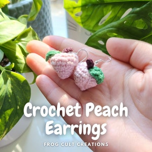 Handmade Crochet Peach Earrings: Cotton Fruit Jewelry