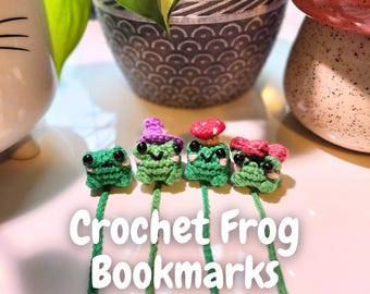 Virkad grodabokmärke | Amigurumi-boksidhållare i bomullsgarn