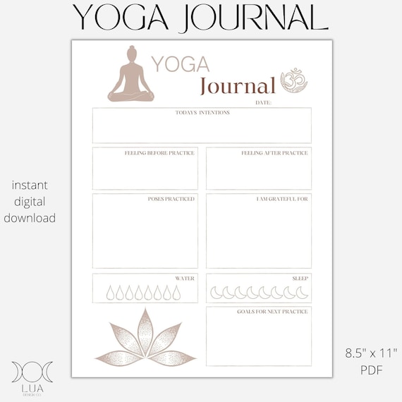 Yoga Journal, Daily Yoga Journal, Habit Tracker, Yoga Log, Yoga