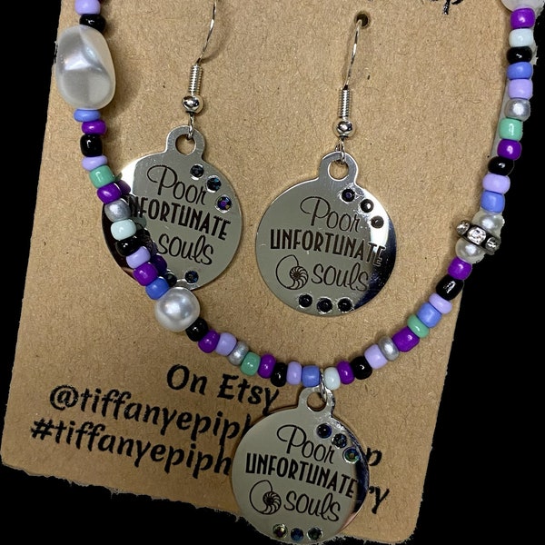 Poor Unfortunate Souls Ursula Inspired Earrings & Necklace Set