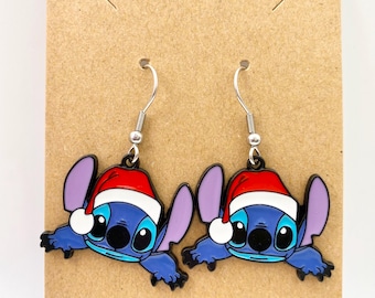 Disney Inspired Stitch Santa Earrings for Her Christmas Stitch Earrings for gift