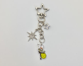 Op Disney geïnspireerde Ray & Evangeline uit Princess and the Frog portemonnee bedel sleutelhanger met zilveren stersluiting voor cadeau voor haar