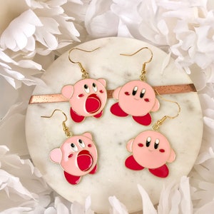 Pink and Gold Kirby Dangly Earrings