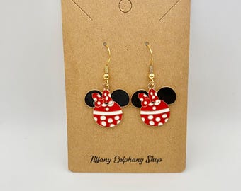 Disney Inspired Minnie Ornament Dangly Earrings for Christmas Gift For Her