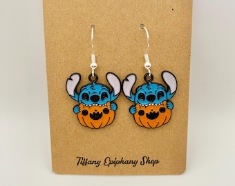 Disney Inspired Stitch Pumpkin Earrings for Her Halloween Stitch Earrings