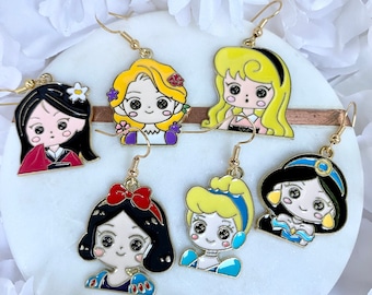 Disney Inspired Disney Princess Earrings Princess  Earrings Disney Character Earrings Dangly Earrings