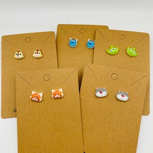 Disney Inspired Stud Earrings with Hypoallergenic Friendly Steel Posts for Her Stitch Studs Cheshire Cat Studs Chip & Dale Studs Toy Story