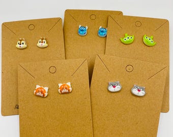 Disney Inspired Stud Earrings with Hypoallergenic Friendly Steel Posts for Her Stitch Studs Cheshire Cat Studs Chip & Dale Studs Toy Story