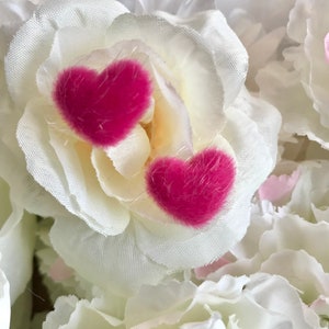 Blush Pink Fuzzy Heart Stud Earrings for Her Hot Pink Fuzzy Heart Stud Earrings for Gift for Her