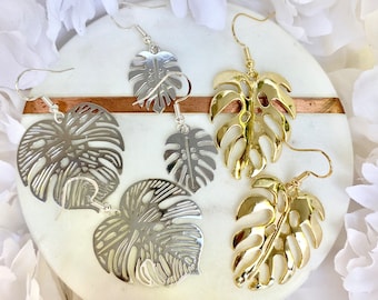 Tropical Earrings Monstera Leaf Jewelry for gift for her